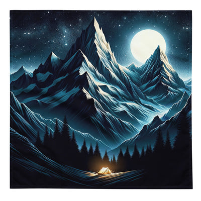 Alpennacht mit Zelt: Mondglanz auf Gipfeln und Tälern, sternenklarer Himmel - Bandana (All-Over Print) berge xxx yyy zzz L