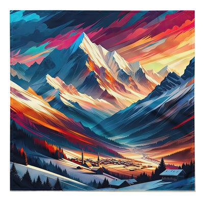 Moderne geometrische Alpen Kunst: Warmer Sonnenuntergangs Schein auf Schneegipfeln - Bandana (All-Over Print) berge xxx yyy zzz L