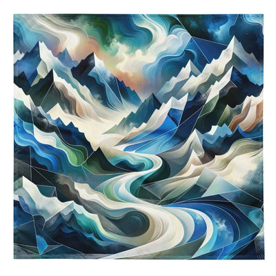 Abstrakte Kunst der Alpen, die geometrische Formen verbindet, um Berggipfel, Täler und Flüsse im Schnee darzustellen. . - All-Over Print berge xxx yyy zzz L