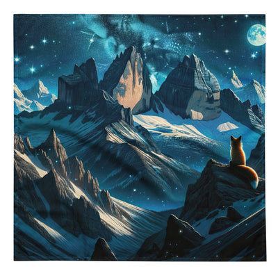 Fuchs in Alpennacht: Digitale Kunst der eisigen Berge im Mondlicht - Bandana (All-Over Print) camping xxx yyy zzz L
