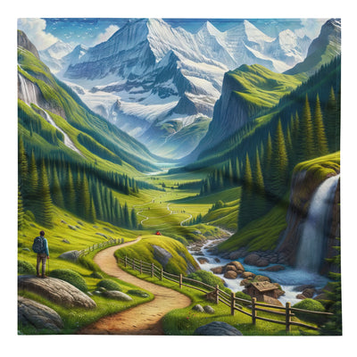Wanderer in den Bergen und Wald: Digitale Malerei mit grünen kurvenreichen Pfaden - Bandana (All-Over Print) wandern xxx yyy zzz L