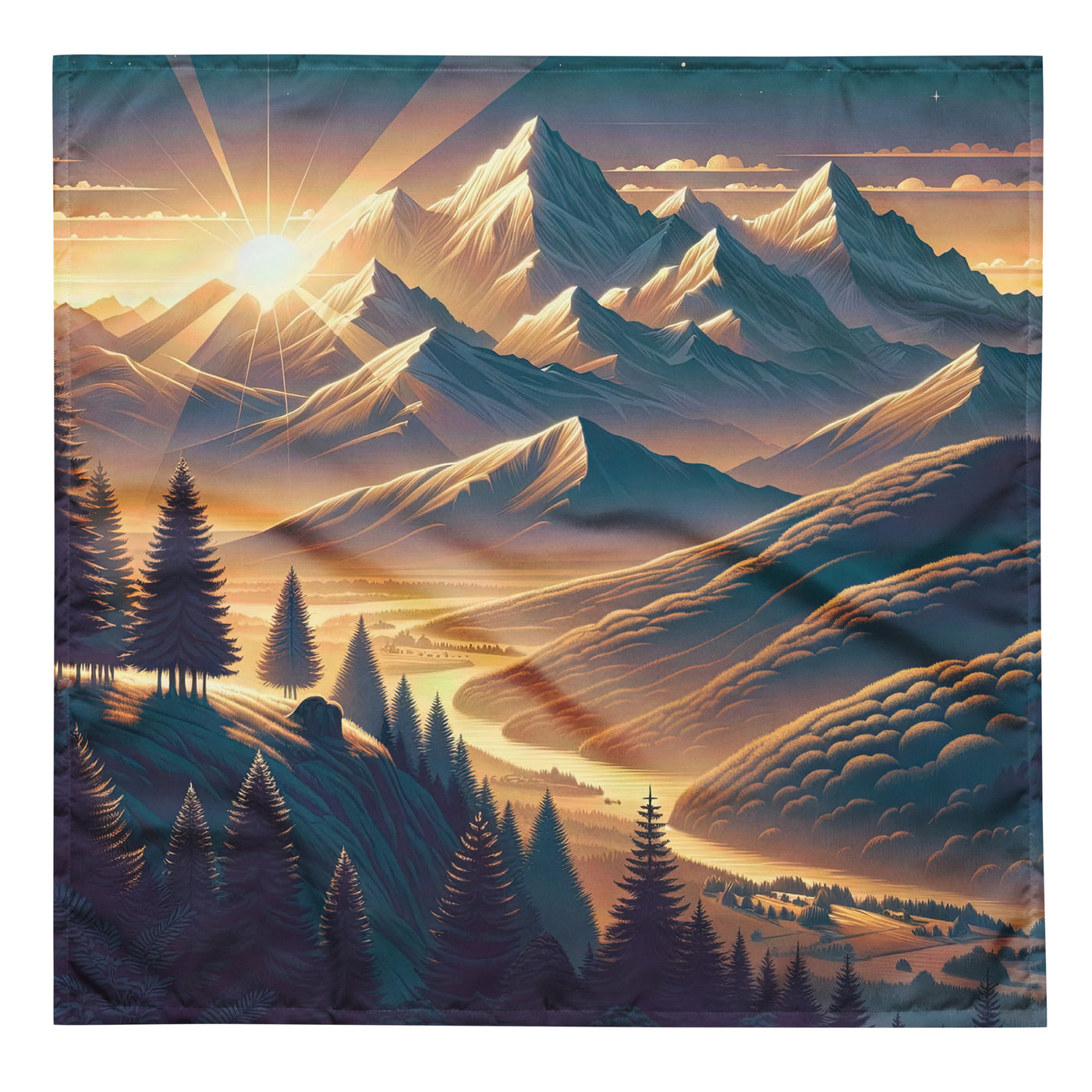 Alpen-Morgendämmerung, erste Sonnenstrahlen auf Schneegipfeln - Bandana (All-Over Print) berge xxx yyy zzz L