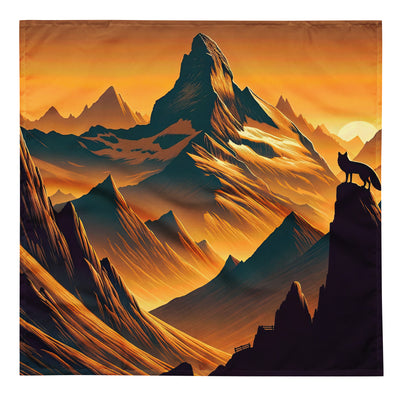 Fuchs in Alpen-Sonnenuntergang, goldene Berge und tiefe Täler - Bandana (All-Over Print) camping xxx yyy zzz L