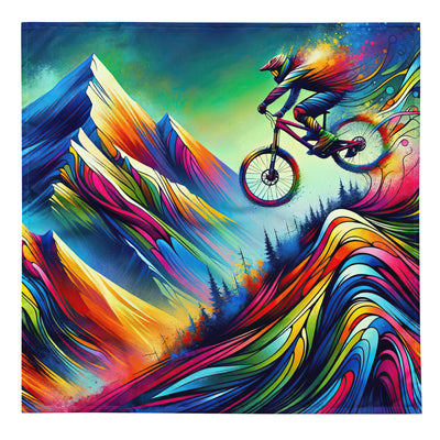 Mountainbiker in farbenfroher Alpenkulisse mit abstraktem Touch (M) - Bandana (All-Over Print) xxx yyy zzz L