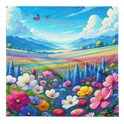 Weitläufiges Blumenfeld unter himmelblauem Himmel, leuchtende Flora - Bandana (All-Over Print) camping xxx yyy zzz L