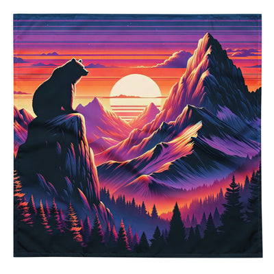 Alpen-Sonnenuntergang mit Bär auf Hügel, warmes Himmelsfarbenspiel - Bandana (All-Over Print) camping xxx yyy zzz L