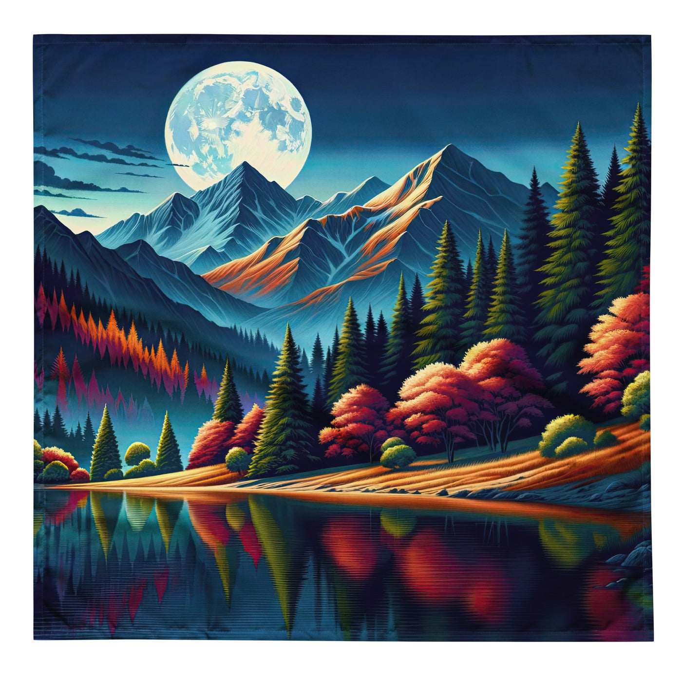 Ruhiger Herbstabend in den Alpen, grün-rote Berge - Bandana (All-Over Print) berge xxx yyy zzz L