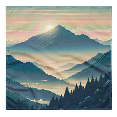 Bergszene bei Morgendämmerung, erste Sonnenstrahlen auf Bergrücken - Bandana (All-Over Print) berge xxx yyy zzz L