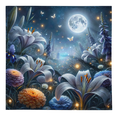 Ätherische Mondnacht auf blühender Wiese, silbriger Blumenglanz - Bandana (All-Over Print) camping xxx yyy zzz L