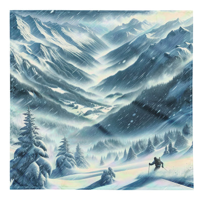 Alpine Wildnis im Wintersturm mit Skifahrer, verschneite Landschaft - Bandana (All-Over Print) klettern ski xxx yyy zzz L
