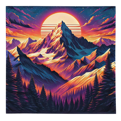 Lebendiger Alpen-Sonnenuntergang, schneebedeckte Gipfel in warmen Tönen - Bandana (All-Over Print) berge xxx yyy zzz L