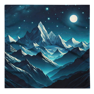 Sternenklare Nacht über den Alpen, Vollmondschein auf Schneegipfeln - Bandana (All-Over Print) berge xxx yyy zzz L