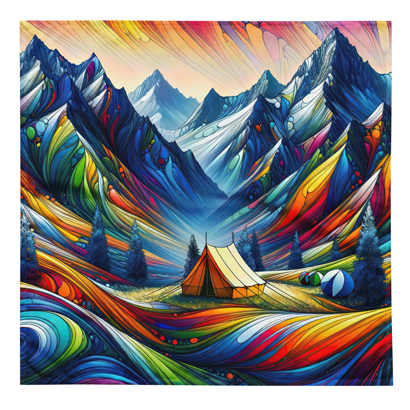 Surreale Alpen in abstrakten Farben, dynamische Formen der Landschaft - Bandana (All-Over Print) camping xxx yyy zzz L