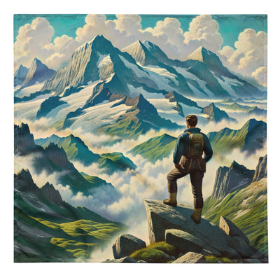 Panoramablick der Alpen mit Wanderer auf einem Hügel und schroffen Gipfeln - Bandana (All-Over Print) wandern xxx yyy zzz L