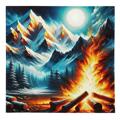 Ölgemälde von Feuer und Eis: Lagerfeuer und Alpen im Kontrast, warme Flammen - Bandana (All-Over Print) camping xxx yyy zzz L