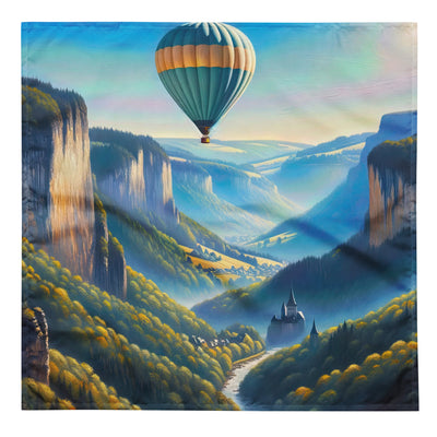 Ölgemälde einer ruhigen Szene in Luxemburg mit Heißluftballon und blauem Himmel - Bandana (All-Over Print) berge xxx yyy zzz L