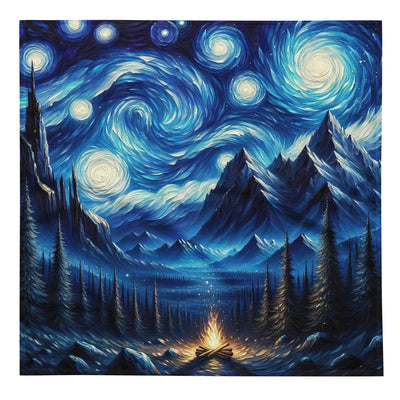 Sternennacht-Stil Ölgemälde der Alpen, himmlische Wirbelmuster - Bandana (All-Over Print) berge xxx yyy zzz L