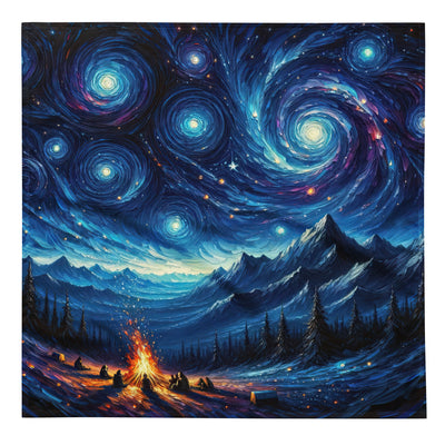 Sternennacht über den Alpen inspiriertes Ölgemälde, mystischer Nachthimmel in Blau - Bandana (All-Over Print) camping xxx yyy zzz L