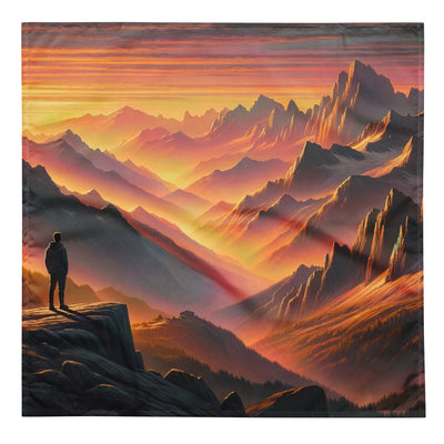 Ölgemälde der Alpen in der goldenen Stunde mit Wanderer, Orange-Rosa Bergpanorama - Bandana (All-Over Print) wandern xxx yyy zzz L