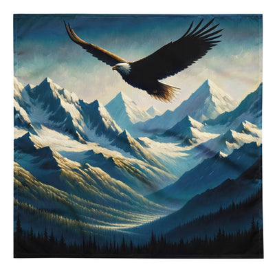 Ölgemälde eines Adlers vor schneebedeckten Bergsilhouetten - Bandana (All-Over Print) berge xxx yyy zzz L