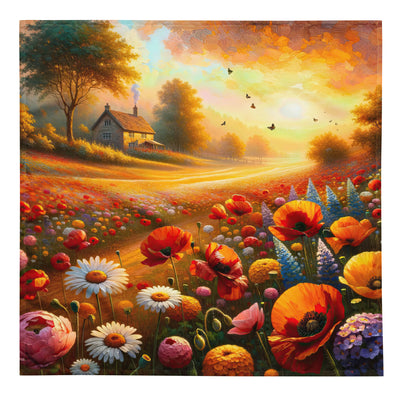 Ölgemälde eines Blumenfeldes im Sonnenuntergang, leuchtende Farbpalette - Bandana (All-Over Print) camping xxx yyy zzz L