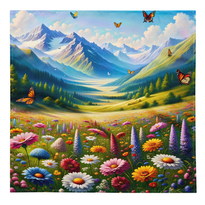 Ölgemälde einer ruhigen Almwiese, Oase mit bunter Wildblumenpracht - Bandana (All-Over Print) camping xxx yyy zzz L