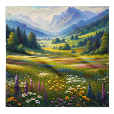 Ölgemälde einer Almwiese, Meer aus Wildblumen in Gelb- und Lilatönen - Bandana (All-Over Print) berge xxx yyy zzz L