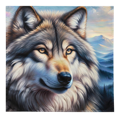Ölgemäldeporträt eines majestätischen Wolfes mit intensiven Augen in der Berglandschaft (AN) - Bandana (All-Over Print) xxx yyy zzz L
