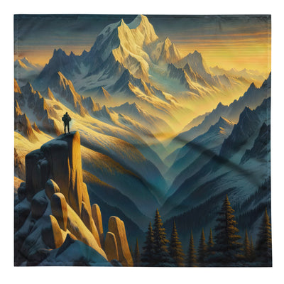 Ölgemälde eines Wanderers bei Morgendämmerung auf Alpengipfeln mit goldenem Sonnenlicht - Bandana (All-Over Print) wandern xxx yyy zzz L