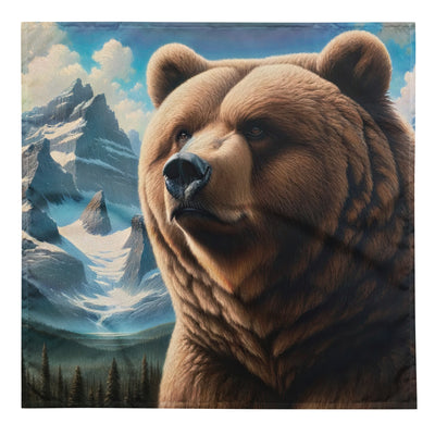 Realistisches Ölgemälde eines männlichen Bären in den Bergen mit Fokus auf Stärke und Schärfe - Bandana (All-Over Print) camping xxx yyy zzz L