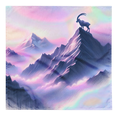 Pastellzeichnung der Alpen im Morgengrauen mit Steinbock in Rosa- und Lavendeltönen - Bandana (All-Over Print) berge xxx yyy zzz L