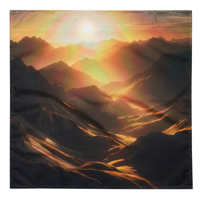 Foto der goldenen Stunde in den Bergen mit warmem Schein über zerklüftetem Gelände - Bandana (All-Over Print) berge xxx yyy zzz L
