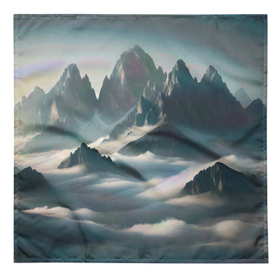 Foto eines nebligen Alpenmorgens, scharfe Gipfel ragen aus dem Nebel - Bandana (All-Over Print) berge xxx yyy zzz L