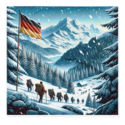 Quadratische Winterillustration der Alpen mit deutscher Flagge und Wanderteam - Bandana (All-Over Print) wandern xxx yyy zzz L