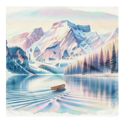 Aquarell eines klaren Alpenmorgens, Boot auf Bergsee in Pastelltönen - Bandana (All-Over Print) berge xxx yyy zzz L
