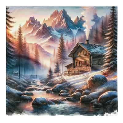 Aquarell einer Alpenszene im Morgengrauen, Haus in den Bergen - Bandana (All-Over Print) berge xxx yyy zzz L