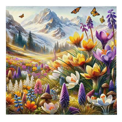 Aquarell einer ruhigen Almwiese, farbenfrohe Bergblumen in den Alpen - Bandana (All-Over Print) berge xxx yyy zzz L