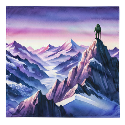 Aquarell eines Bergsteigers auf einem Alpengipfel in der Abenddämmerung - Bandana (All-Over Print) wandern xxx yyy zzz L