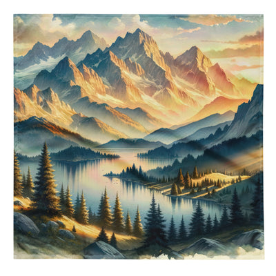 Aquarell der Alpenpracht bei Sonnenuntergang, Berge im goldenen Licht - Bandana (All-Over Print) berge xxx yyy zzz L