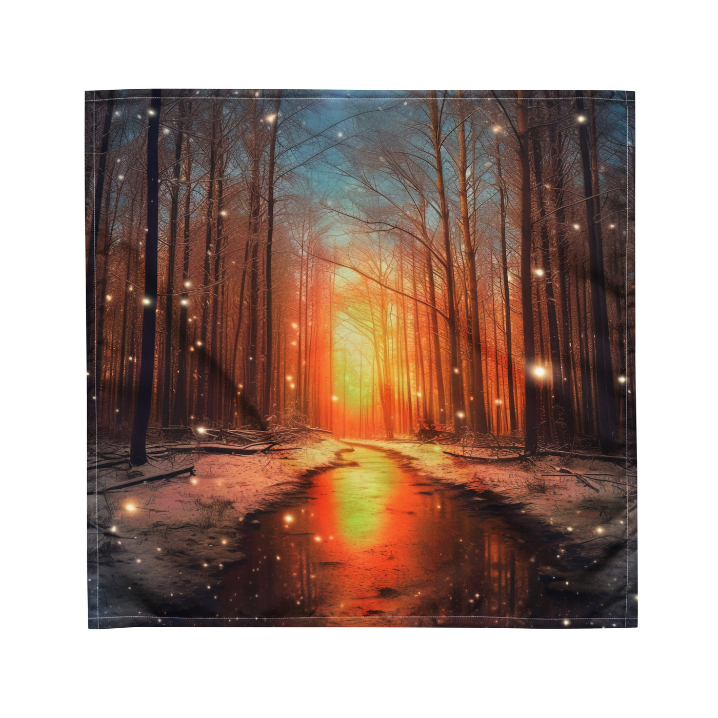 Bäume im Winter, Schnee, Sonnenaufgang und Fluss - Bandana (All-Over Print) camping xxx M