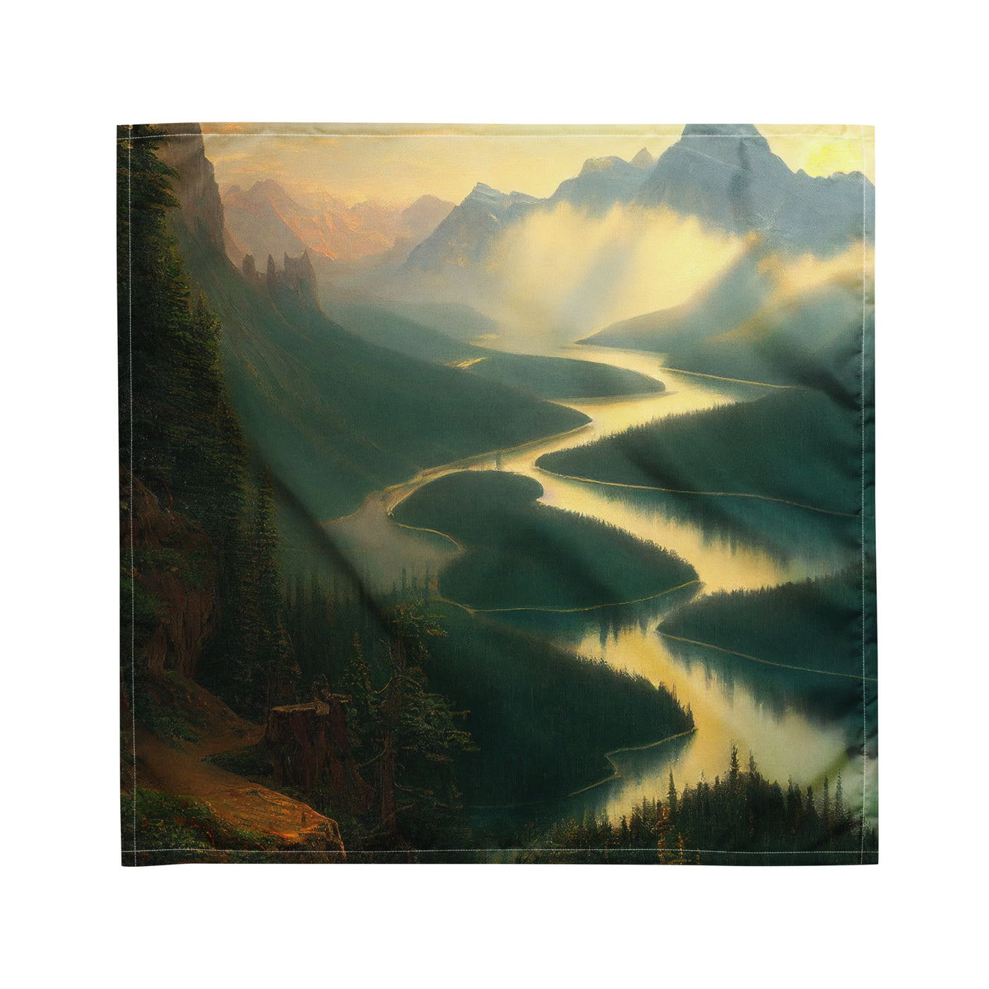Landschaft mit Bergen, See und viel grüne Natur - Malerei - Bandana (All-Over Print) berge xxx M