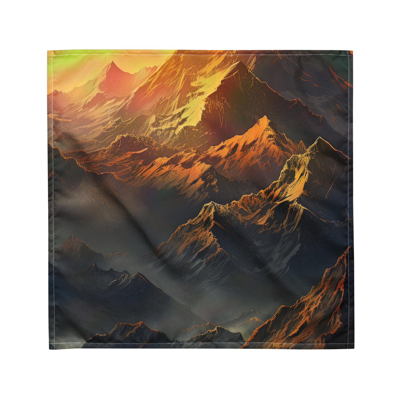 Wunderschöne Himalaya Gebirge im Nebel und Sonnenuntergang - Malerei - Bandana (All-Over Print) berge xxx M