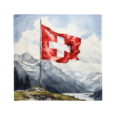 Schweizer Flagge und Berge im Hintergrund - Epische Stimmung - Malerei - Bandana (All-Over Print) berge xxx M