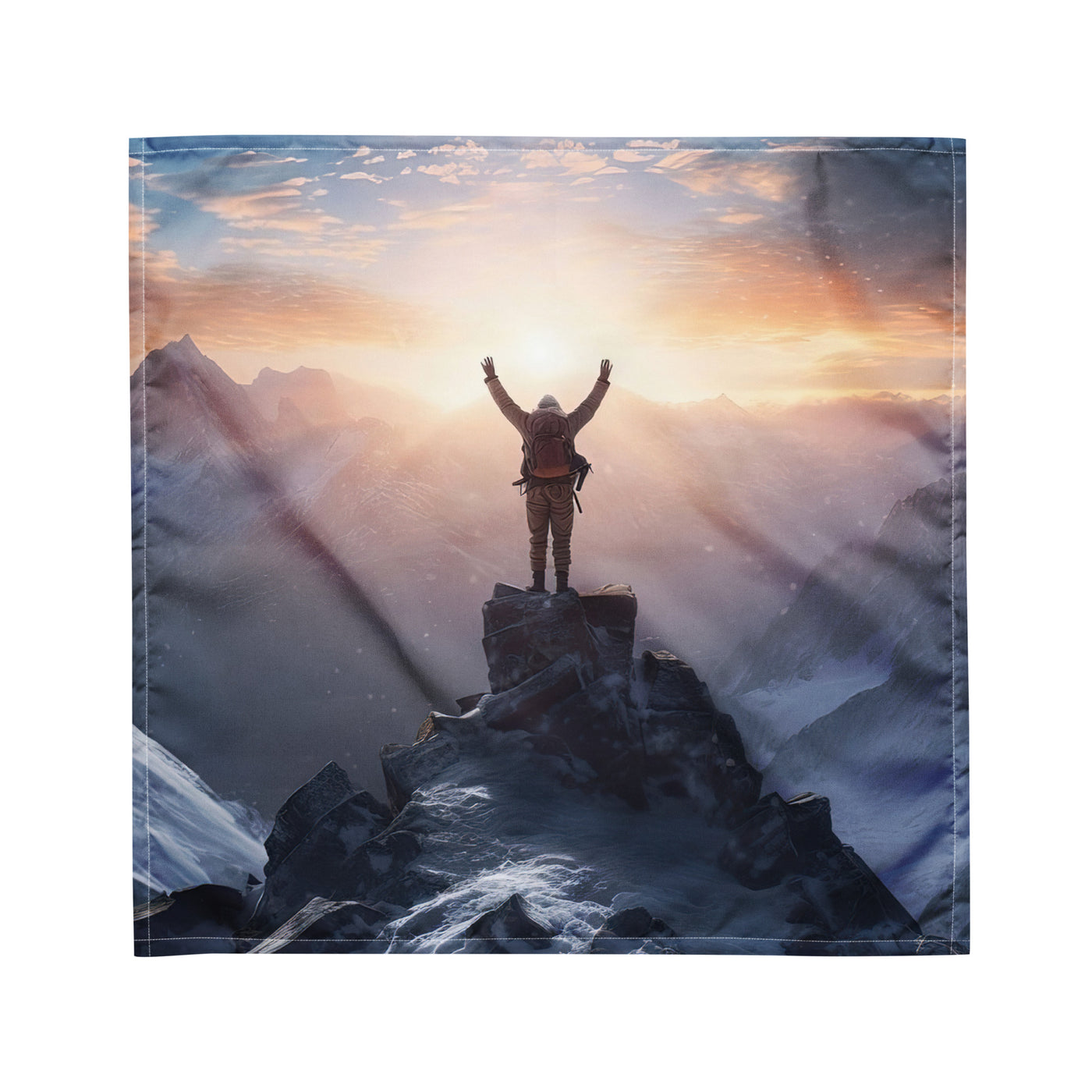 Mann auf der Spitze eines Berges - Landschaftsmalerei - Bandana (All-Over Print) berge xxx M