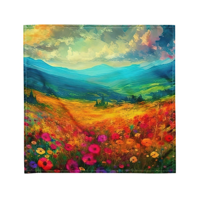 Berglandschaft und schöne farbige Blumen - Malerei - Bandana (All-Over Print) berge xxx M