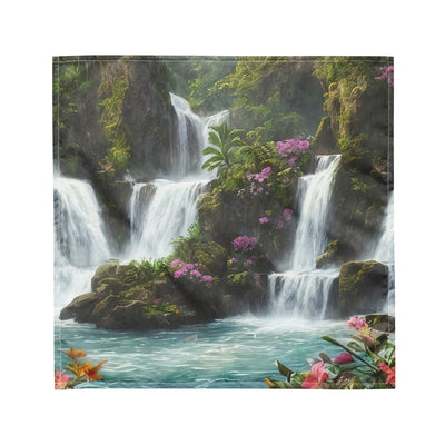 Wasserfall im Wald und Blumen - Schöne Malerei - Bandana (All-Over Print) camping xxx M