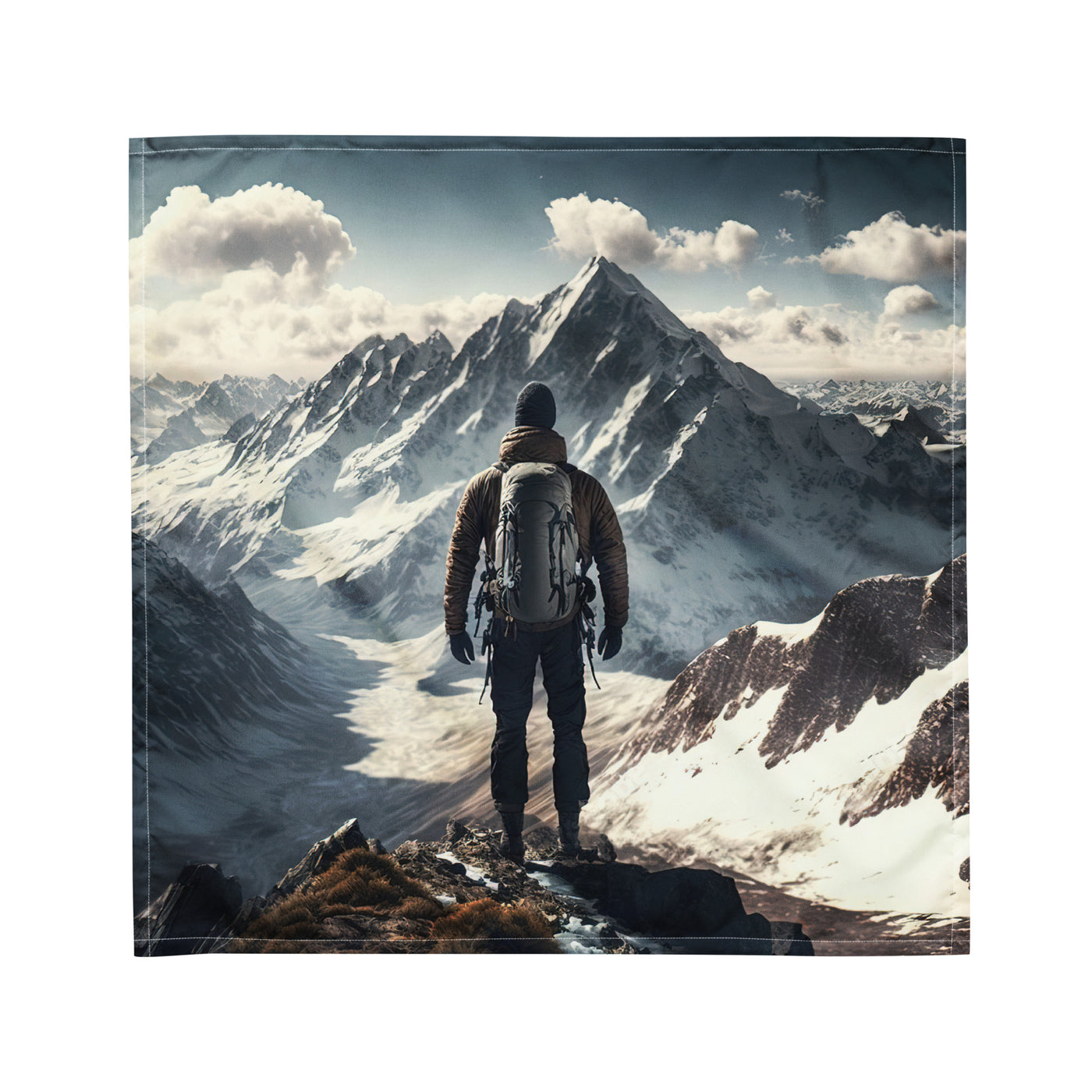 Wanderer auf Berg von hinten - Malerei - Bandana (All-Over Print) berge xxx M