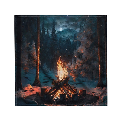 Lagerfeuer beim Camping - Wald mit Schneebedeckten Bäumen - Malerei - Bandana (All-Over Print) camping xxx M