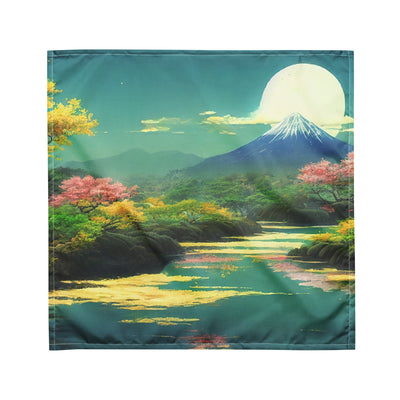 Berg, See und Wald mit pinken Bäumen - Landschaftsmalerei - Bandana (All-Over Print) berge xxx M