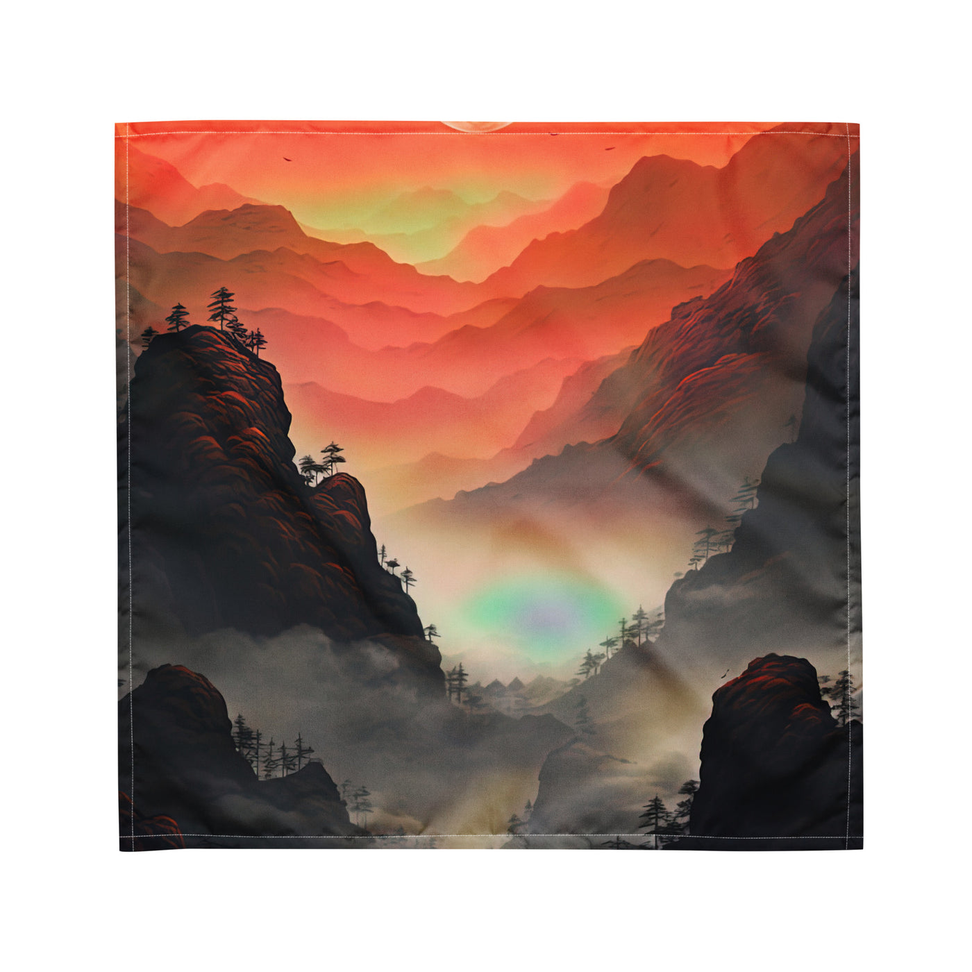 Gebirge, rote Farben und Nebel - Episches Kunstwerk - Bandana (All-Over Print) berge xxx M